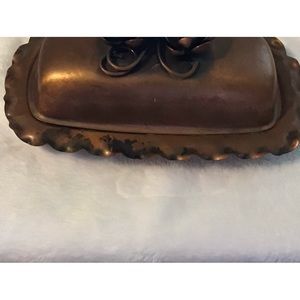 Vintage Copper Butter Dish with Floral Lid Gregorian
